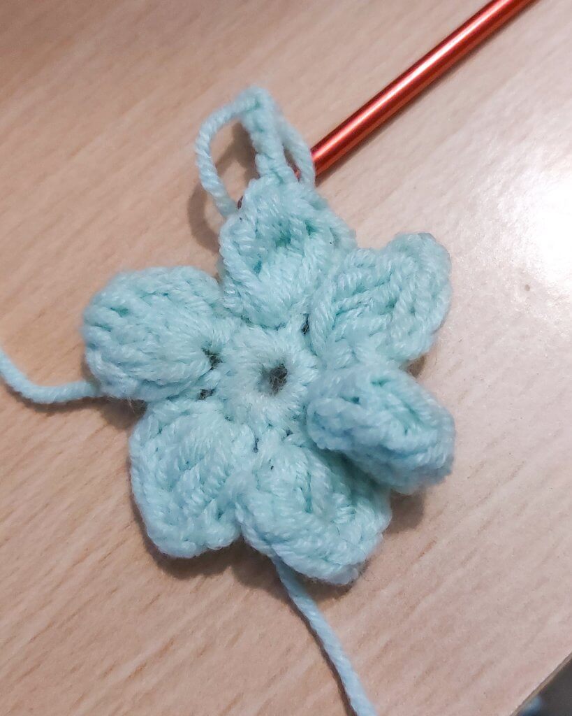 FIori realizzati all'uncinetto con il punto popcorn e foglie a tricotin